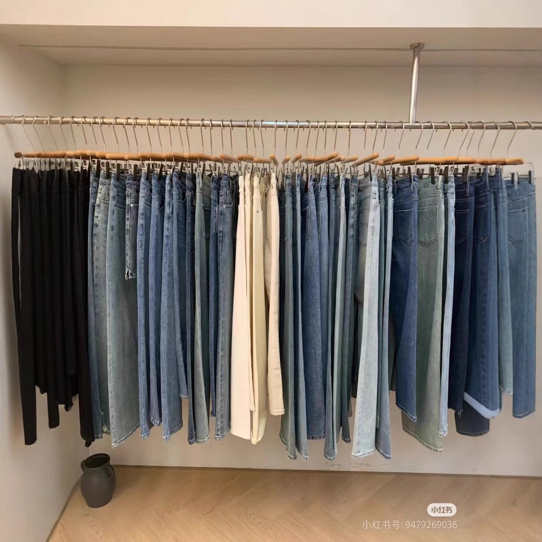 Tencel Wide-Leg Jeans for Women2025Summer Floor-Length Thin Ultra-Soft Loose Slimming Draped High-Waisted Straight Pants