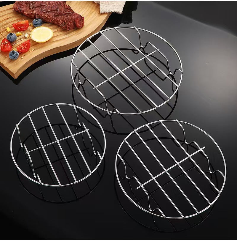 Stainless Steel Steaming Rack Kitchen Household Cooking Steaming Dish Rack Four-Legged Heat and Water Insulation Steaming Rack with Compartments304Steam Tray Steam Rack