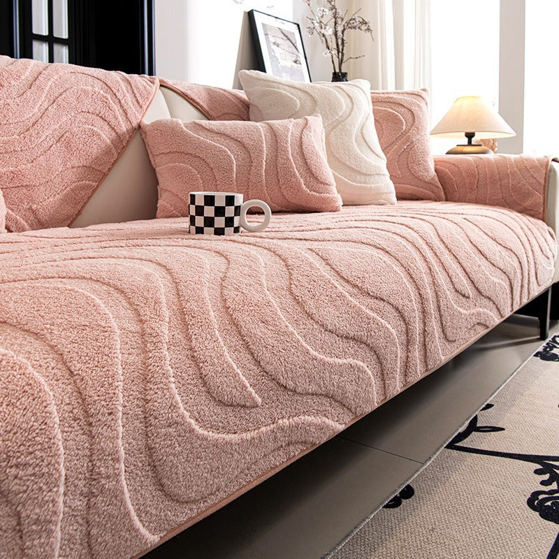 cream-style autumn and winter plush sofa Non-Slip Sofa Cover