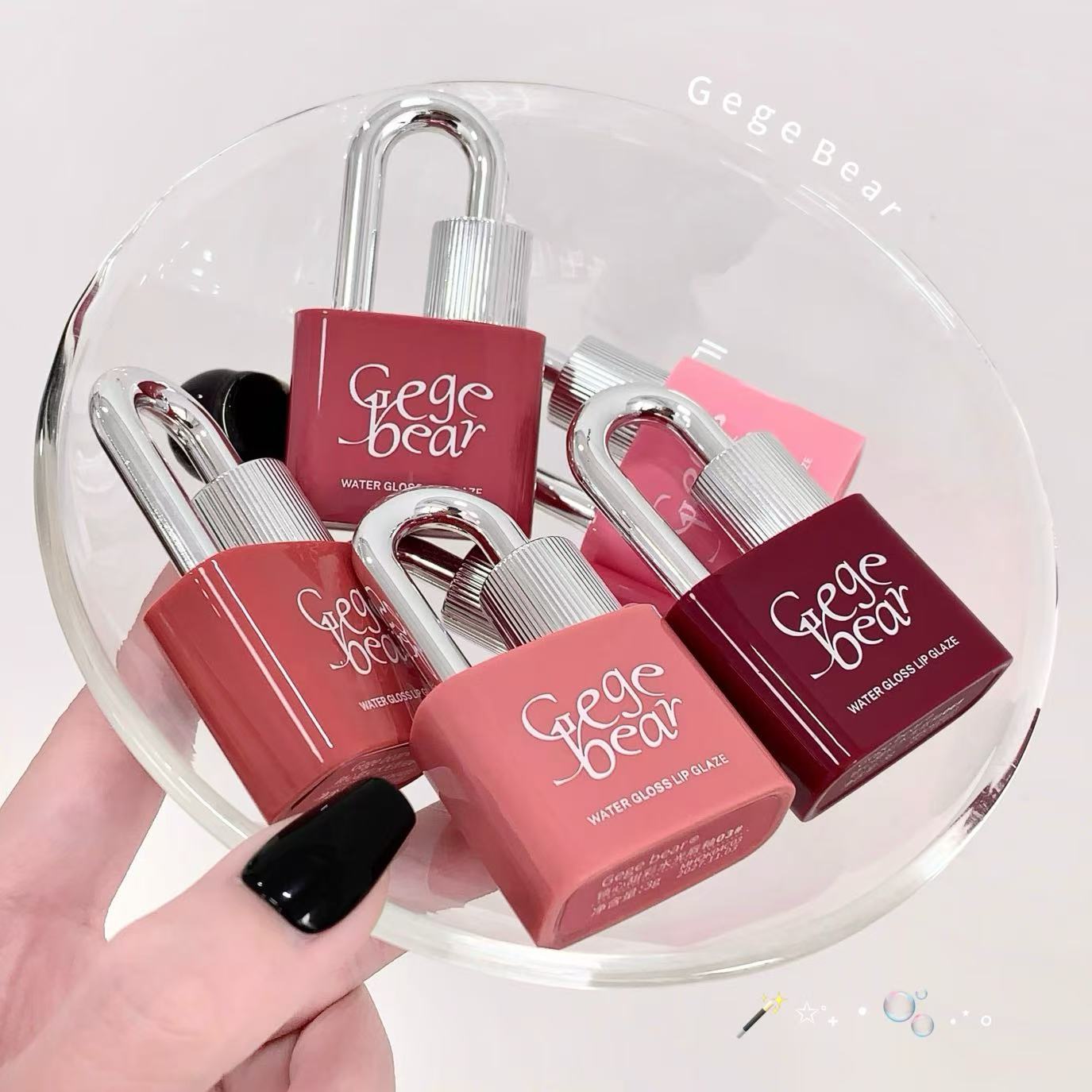 Gege bear Lock Heart Sweet Color Water Glossy Lip Glaze Moisturizing Mirror Color Pseudo-No-Makeup Cute Girl Affordable Lip Gloss