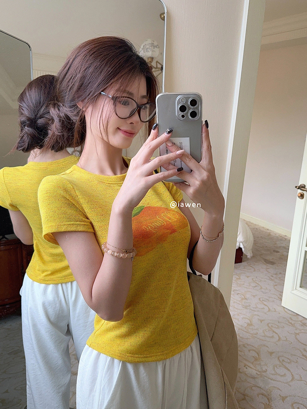 Korean Style chic Unique Youthful Dopamine Print Short Sleeve Slim Fit Round Neck Regular Shoulder Top T Women's Summer T-shirt