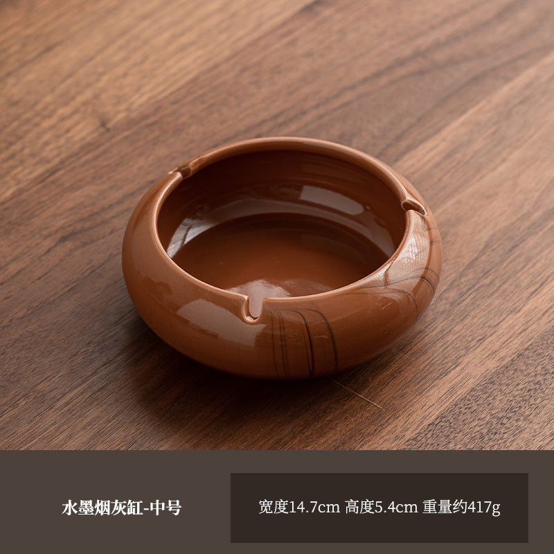 Large Ashtray Creative Personality Ceramic Ashtray Home Retro Chinese Style Living Room Light Luxury Office Trendy Ashtray
