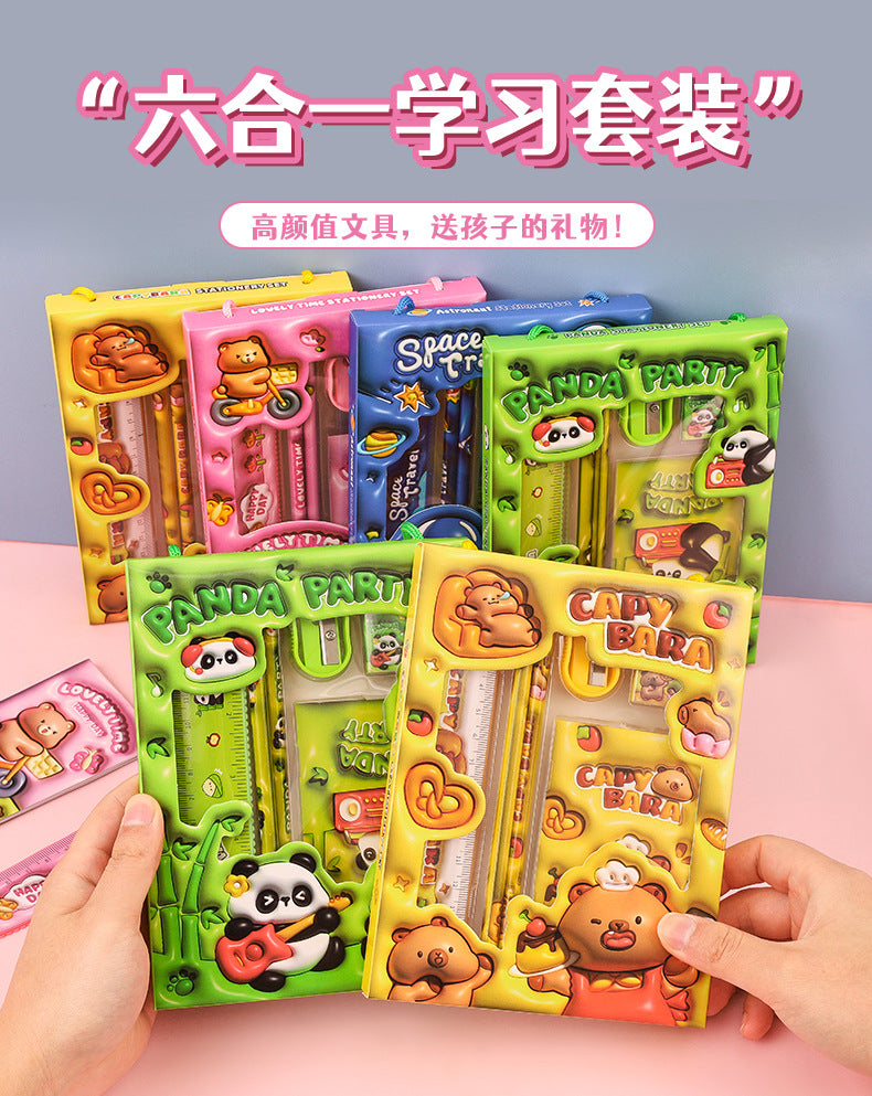 Creative Pencil Six-piece Stationery Set Handheld Gift Box Cartoon Elementary School Children's Day Back-to-School Season Gift Wholesale http://detail.1688.com/offer/926357993004.html