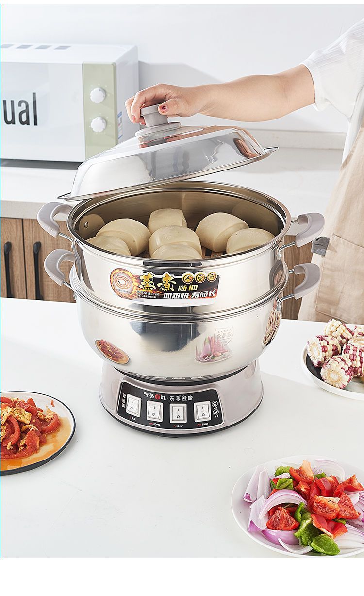 Electric Heating Pot Multi-Functional Household304Thickened Multi-Use Pot Electric Frying Pan Rice Cooker Plug-in Integrated Electric Cooking Pot for Dormitory