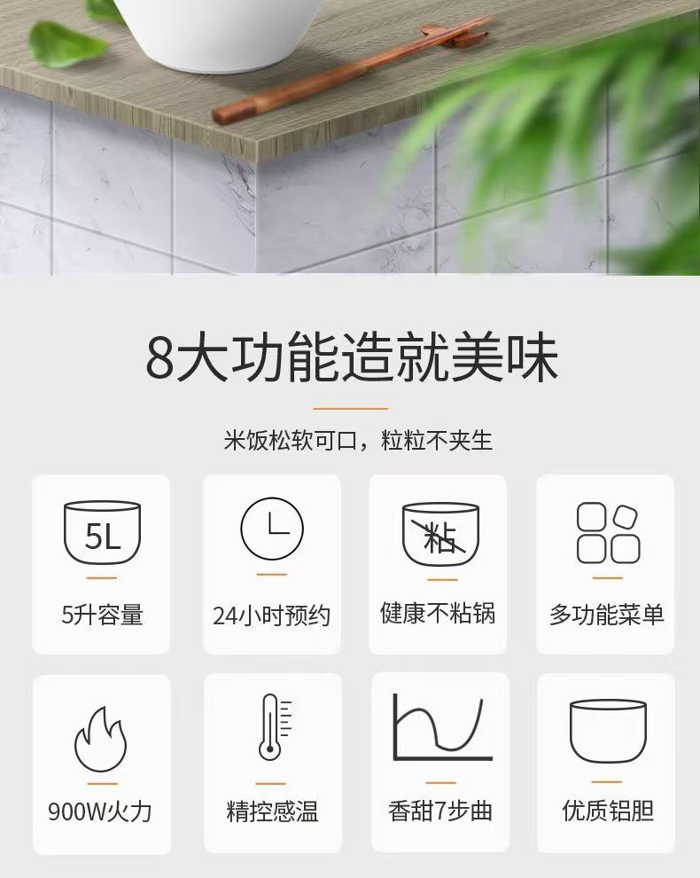New smart home rice cooker non-stick pan 5L Large capacity multifunctional rice cooker gift wholesale manufacturer