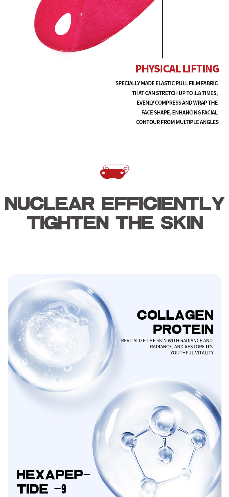 Cross-Border V Face Mask English red V Type Lifting Chin Patch Hydrogel Ear Hanging Mask Lifting Bandage In Stock