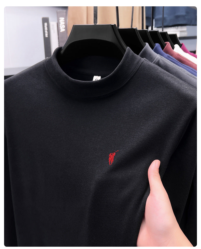 Cross-border foreign trade high-end pony embroidery men's long sleeve t Half Turtleneck Thermal Base Layer Shirt for Men Inner Wear