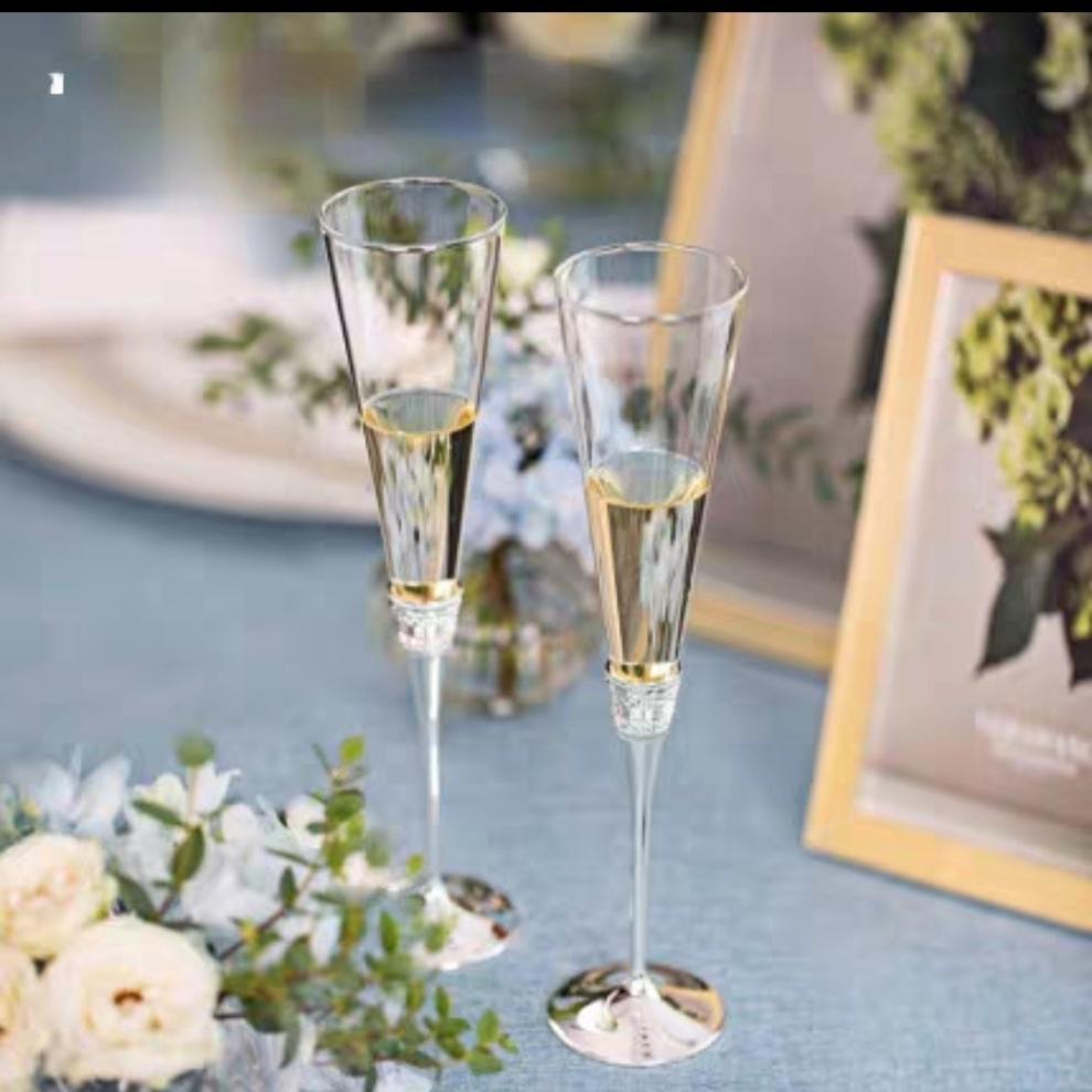 British Wang Weiwei Champagne Glass VeraWang Love Knot Rope Red Wine Pairing Goblet Wedding Gift Box