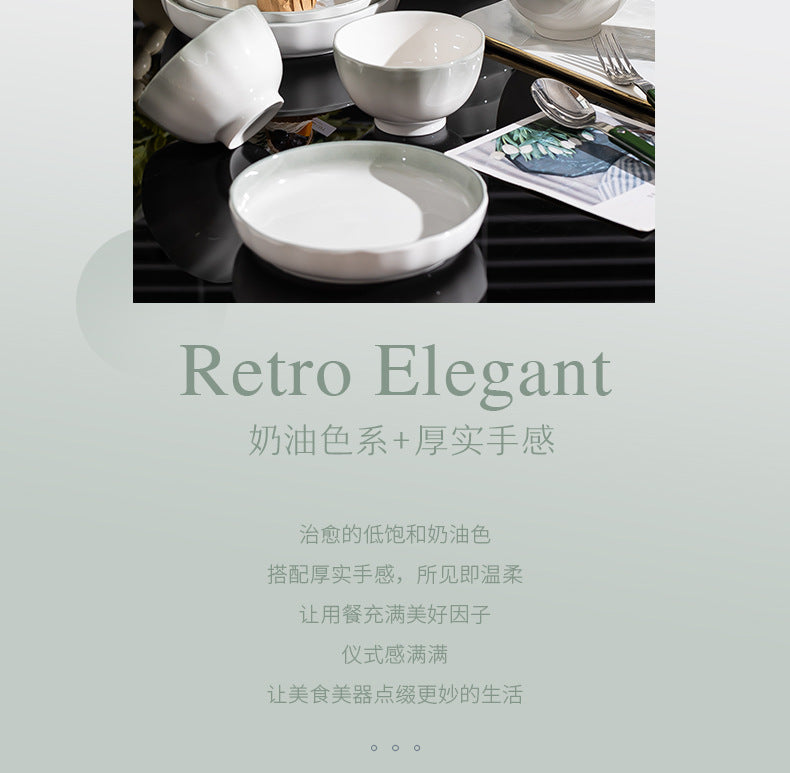 Nordic Style Gradient Color Bowl and Plate Set for Home Use, Thickened Lace Ceramic Tableware, Bowl and Plate Combination, Underglaze Color Bowl Set
