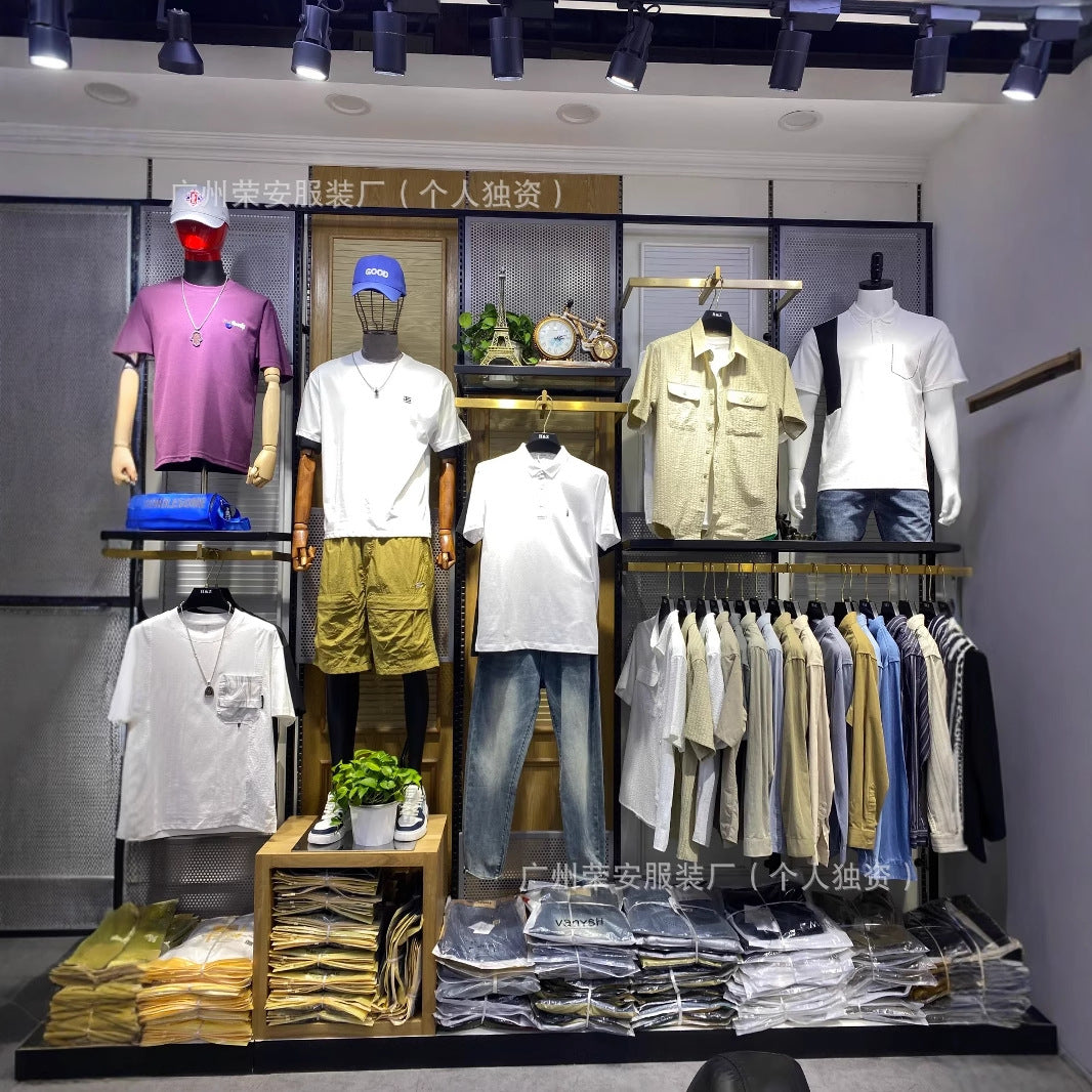 1688Street Stall Cheap Tops Casual Plus Size Men's Summer Short Sleeves T Men's loose round neck printed short sleeve shirt t T-shirt