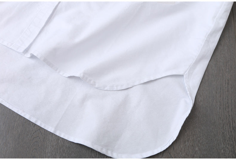 In Stock Japanese and Korean Style Spring Summer Two-Way Cotton Shirt for Women Loose Mid-Length Top Artistic Embroidery Short Sleeve Jacket