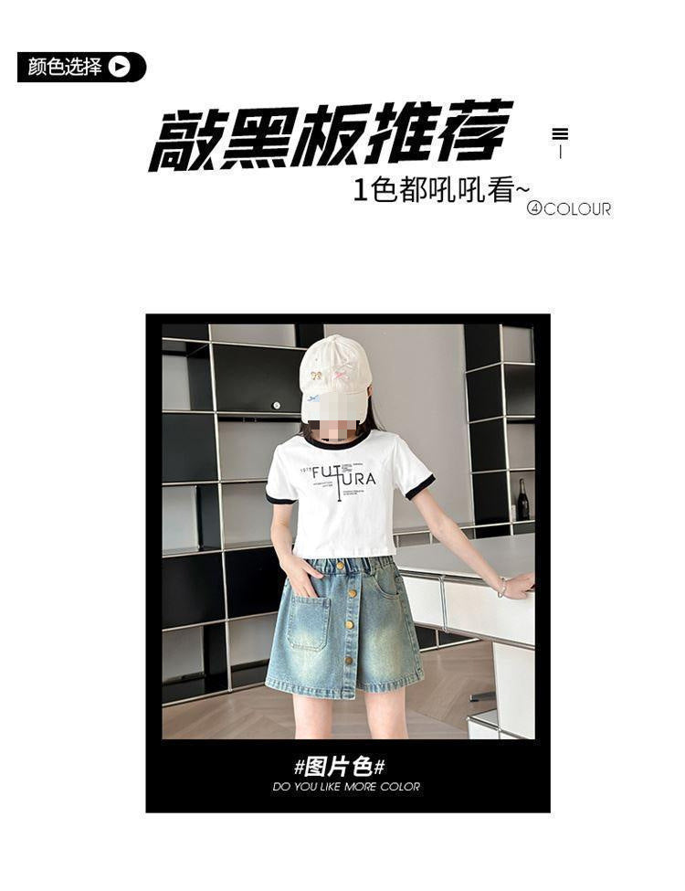 Children's Denim Skirt Short Thin Style2025 for Older Children Student Version Mid-Length Shorts