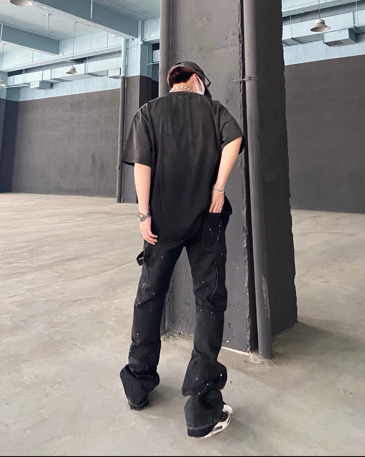 2023New Graffiti Ink Splash Damage Dept Casual Retro Niche vibo High Street Men's and Women's Flared Jeans