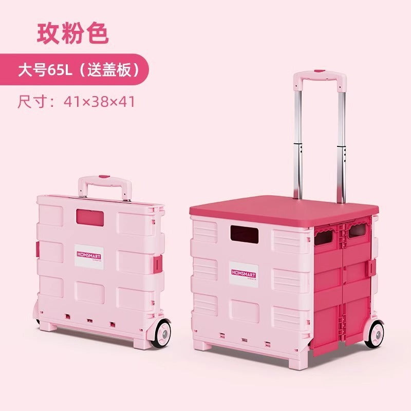 Pulling Cart for Grocery Shopping and Package Delivery, Lightweight Folding Stair Climbing Handcart with Cover