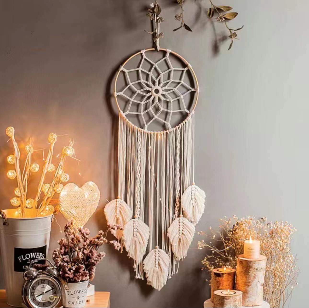 Cross-Border Hot-Selling European Style Artificial Woven Cotton Rope Tapestry Tassel Home Wall Hanging Decoration Soft Furnishing Collection Wholesale