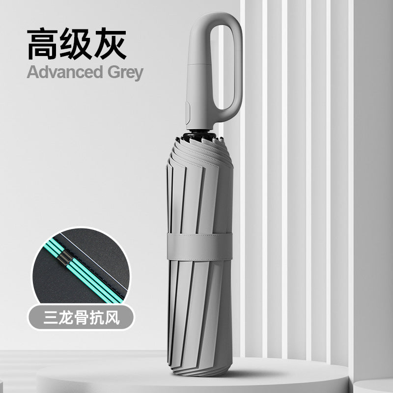 72Fully Automatic Ring Buckle Umbrella Portable Large Custom Wholesale Men's Hook Folding Dual-use for Sun and Rain Women's Special