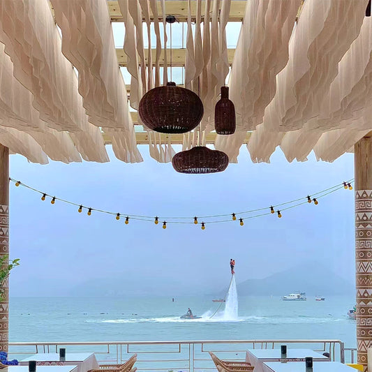 Internet Celebrity Style Wind-Driven Sheer Curtain Ceiling Hotel Restaurant Homestay Atmosphere Decoration Outdoor Wedding Scenic Spot Seaside Tent Sheer Curtain