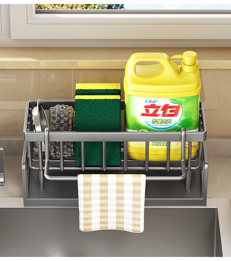 Multifunctional Sponge Holder Draining Rack Kitchen Storage Rack Sink Cloth Dishwashing Liquid Dishcloth Organizer