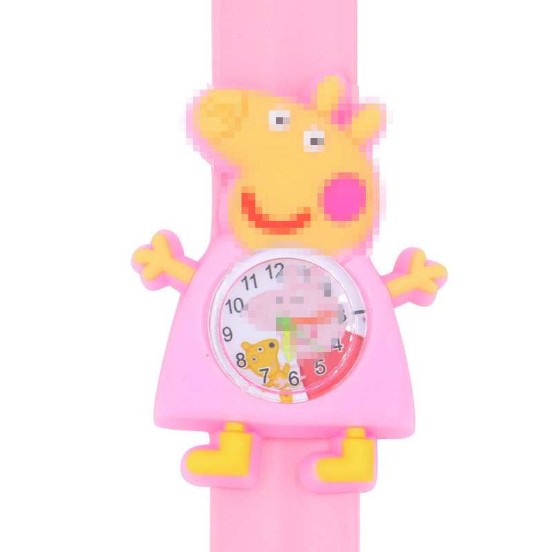 Children's Watch Cartoon Pat Watch Kindergarten Elementary School Silicone Toy Pat Circle Anime Peppa Pig Electronic Watch