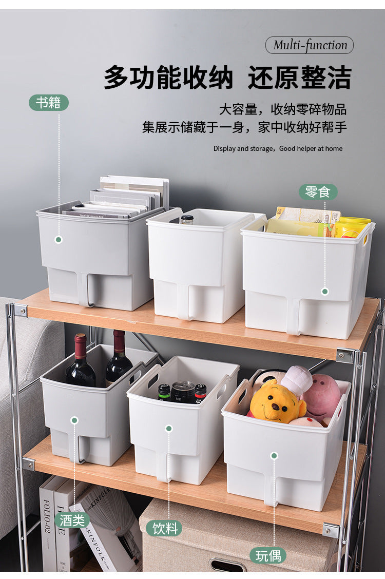 Kitchen Cabinet Storage Box Hanging Cabinet Organizer Handle Refrigerator Transparent Storage Basket with Handle High Storage Box