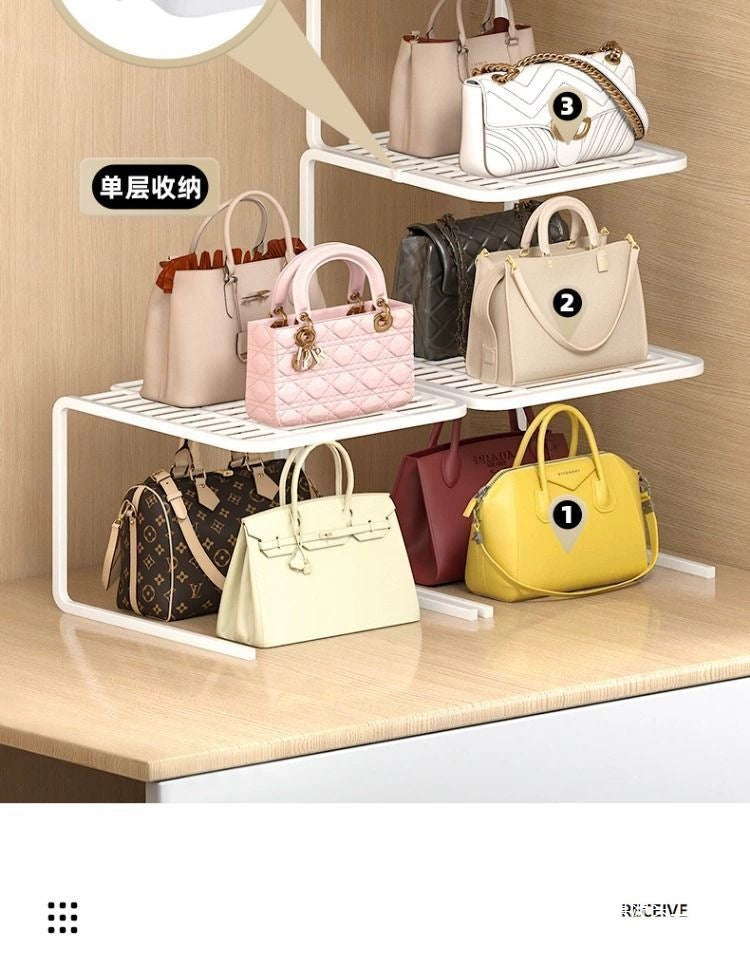 Bag Storage Rack Organizer Shelf for Bags Storage Cabinet Wardrobe Clothes Layered Partition Storage Box Placement Rack