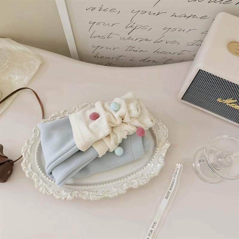 【Sweet Little Chef】Korean Children's Clothing Baby Girl 3D Rabbit Cardigan Sweater Jacket Ball Leggings Two-Piece Set