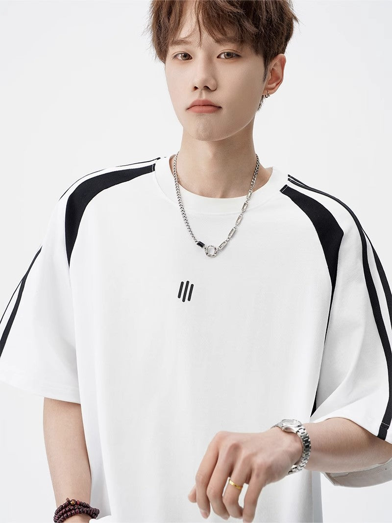 2025New Trendy Ice Silk Short Sleeves t Men's Round Neck Pullover Top Summer American Style Heavy Loose T-Shirt