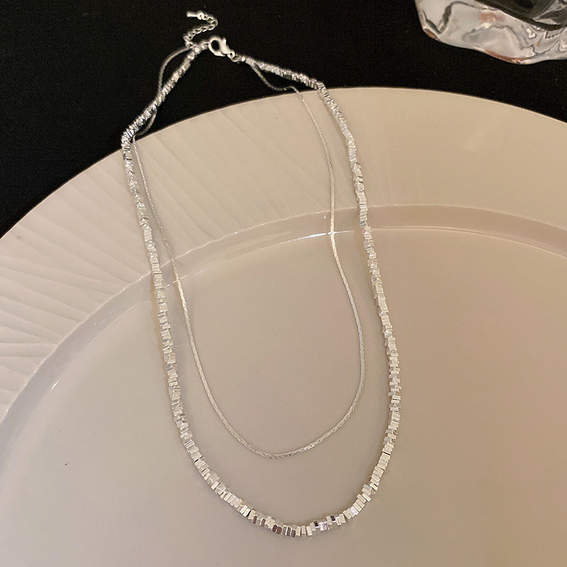 Artificial Fragmented Silver Irregular Pearl Necklace Light Luxury High-end Niche Fashion Choker Collarbone Chain Simple Accessory