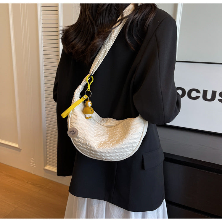 Cute and Versatile Niche Canvas Small Bag for Women2023New Women's Bag Korean Version Crossbody Bag Fashion Single Shoulder Dumpling Bag