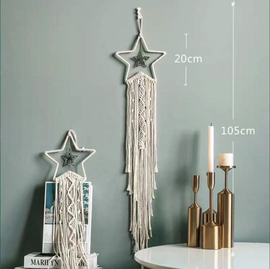 Cross-Border Hot-Selling European Style Artificial Woven Cotton Rope Tapestry Tassel Home Wall Hanging Decoration Soft Furnishing Collection Wholesale