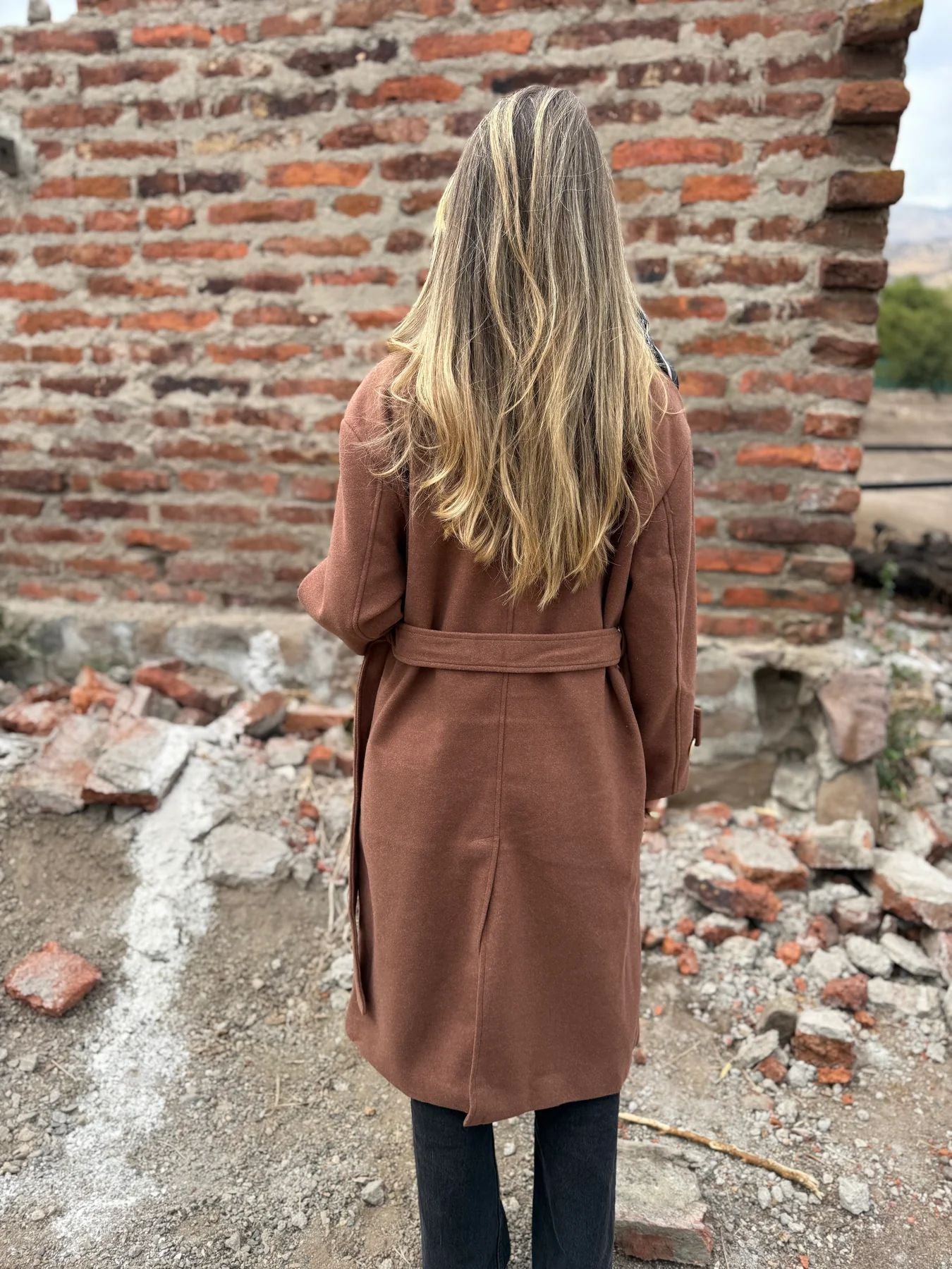 2025Amazon European and American Cross-Border Autumn Winter New Lace-Up Cardigan Casual Long Sleeve Turn-Down Collar Woolen Pocket Coat for Women