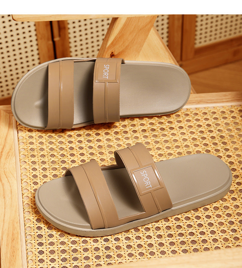 Men's New Summer Thick-Soled Slippers One-Word Outdoor Casual Comfortable Fashion Non-Slip Wear-Resistant Beach Shoes Soft