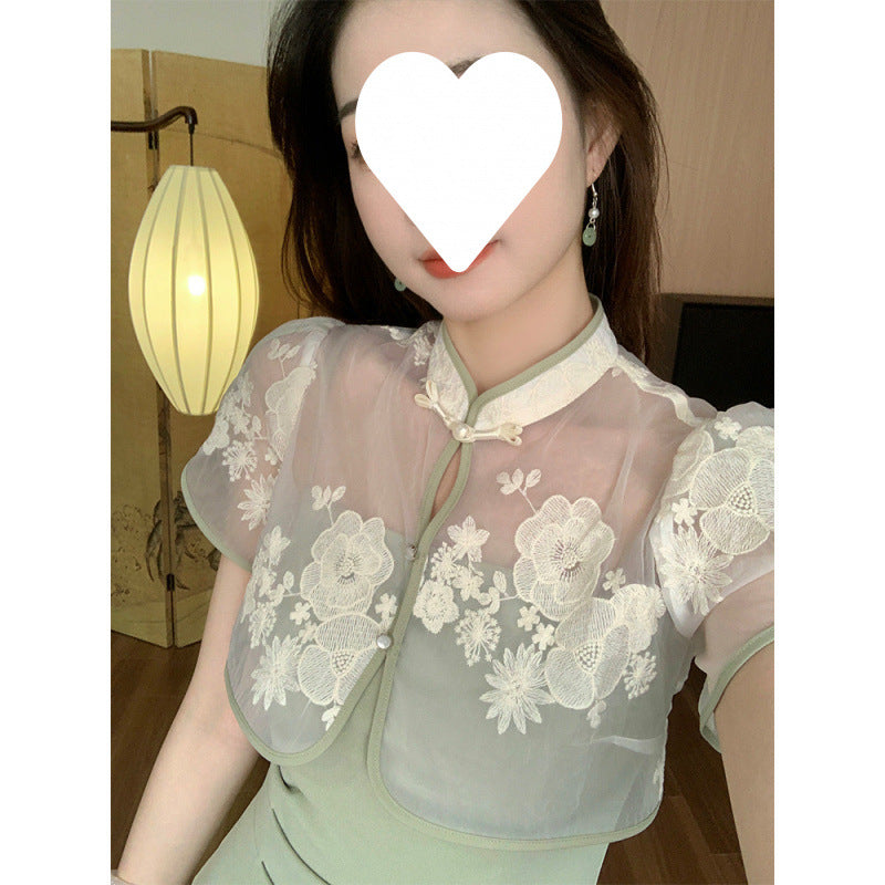 Yuelonggauze2025New Chinese Style National Style Dress Cool Zen Set Ancient Style Wabi-Sabi Dress Tea Dress Cheongsam Dress