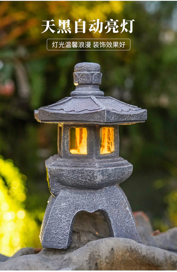 Chinese Antique Style Palace Lantern Solar Outdoor Courtyard Decoration Ornament Garden Villa Balcony Floor Landscape Lamp