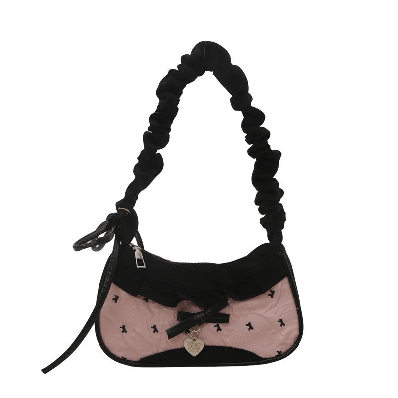 Super Popular Crossbody Bag for Women2025New Plaid Fabric Bag Wrinkled Color-Block Shoulder Bag Popular Commuter Small Square Bag