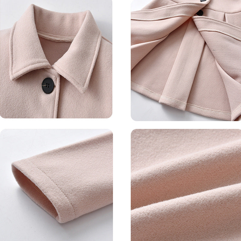 Cross-Border E-commerce Children's Coat Autumn Girls' Bow Thickened Korean Style Mid-Length Woolen Coat Manufacturer Wholesale