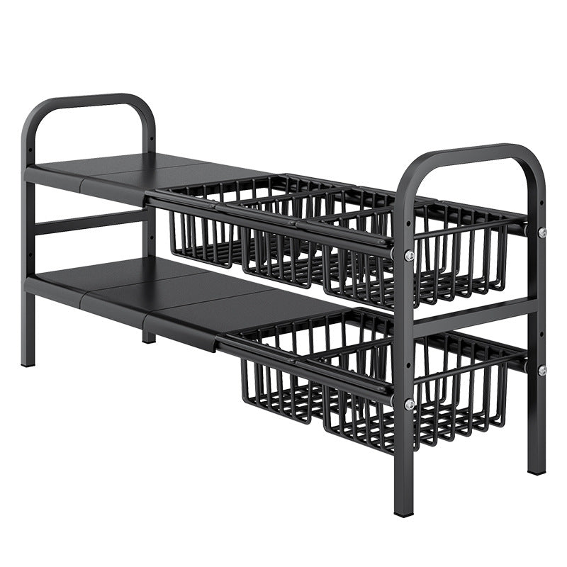 Carbon Steel Hot-Selling Telescopic Sink Storage Rack Cabinet Layered Organizer Wash Basin Kitchen Storage Dropshipping