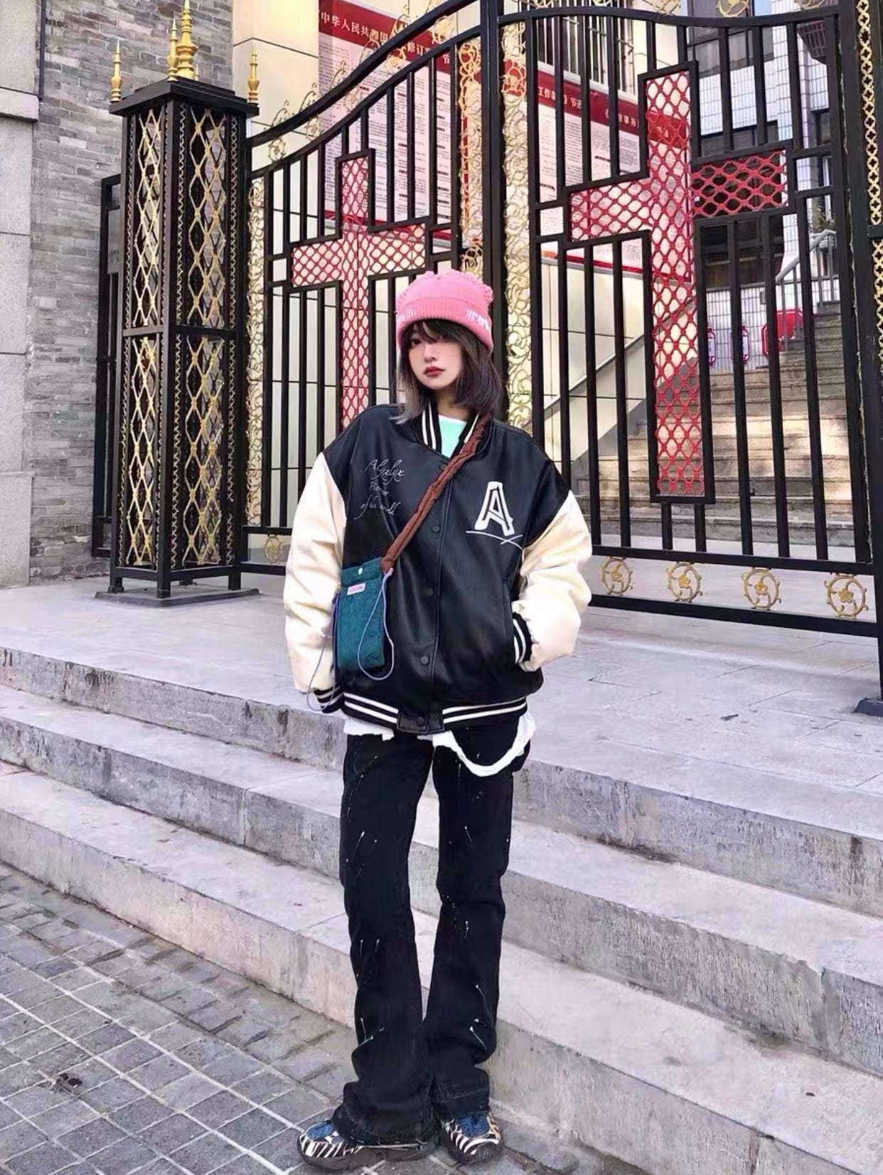 2023New Graffiti Ink Splash Damage Dept Casual Retro Niche vibo High Street Men's and Women's Flared Jeans