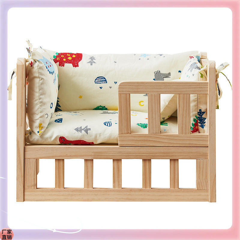 ✅Dog House Dog Bed Solid Wood Pet Bed Internet Celebrity Large Four Seasons Universal Large and Small Dogs Removable and Washable Off the Ground Teddy Cat
