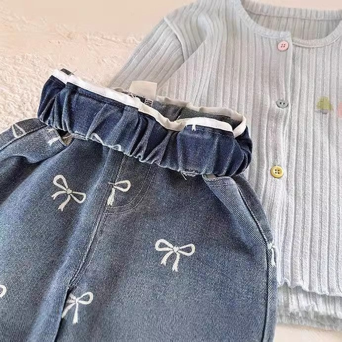 Girls' Jeans2025New Spring and Autumn Children's Korean Style Fashionable Pants Baby Casual Straight Long Pants Trendy