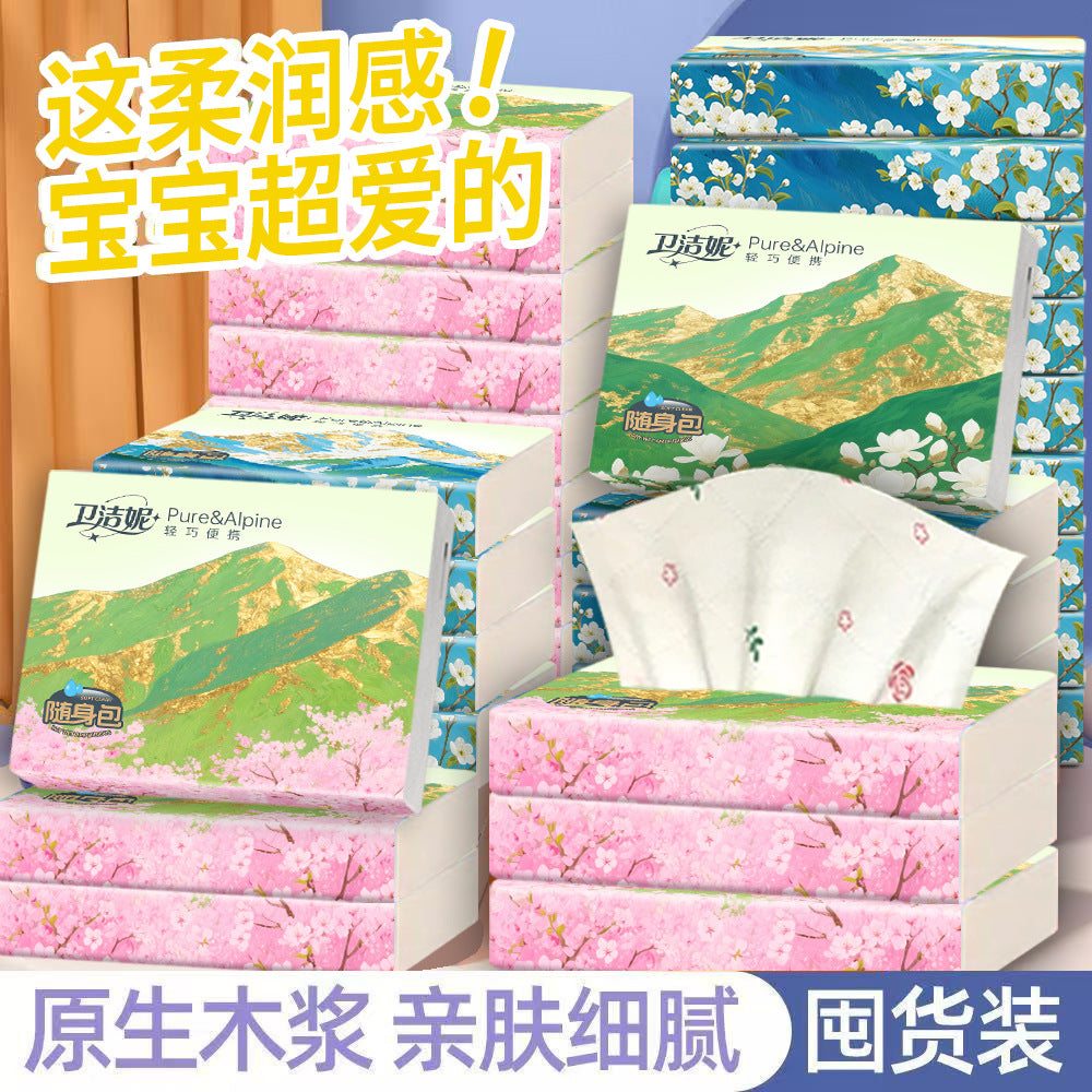 【School Opening Season】Flower Language Series Printed Tissue Paper Five-Layer Thickened Dry and Wet Dual-Use Portable Household Tissue Paper http://detail.1688.com/offer/970464521523.html