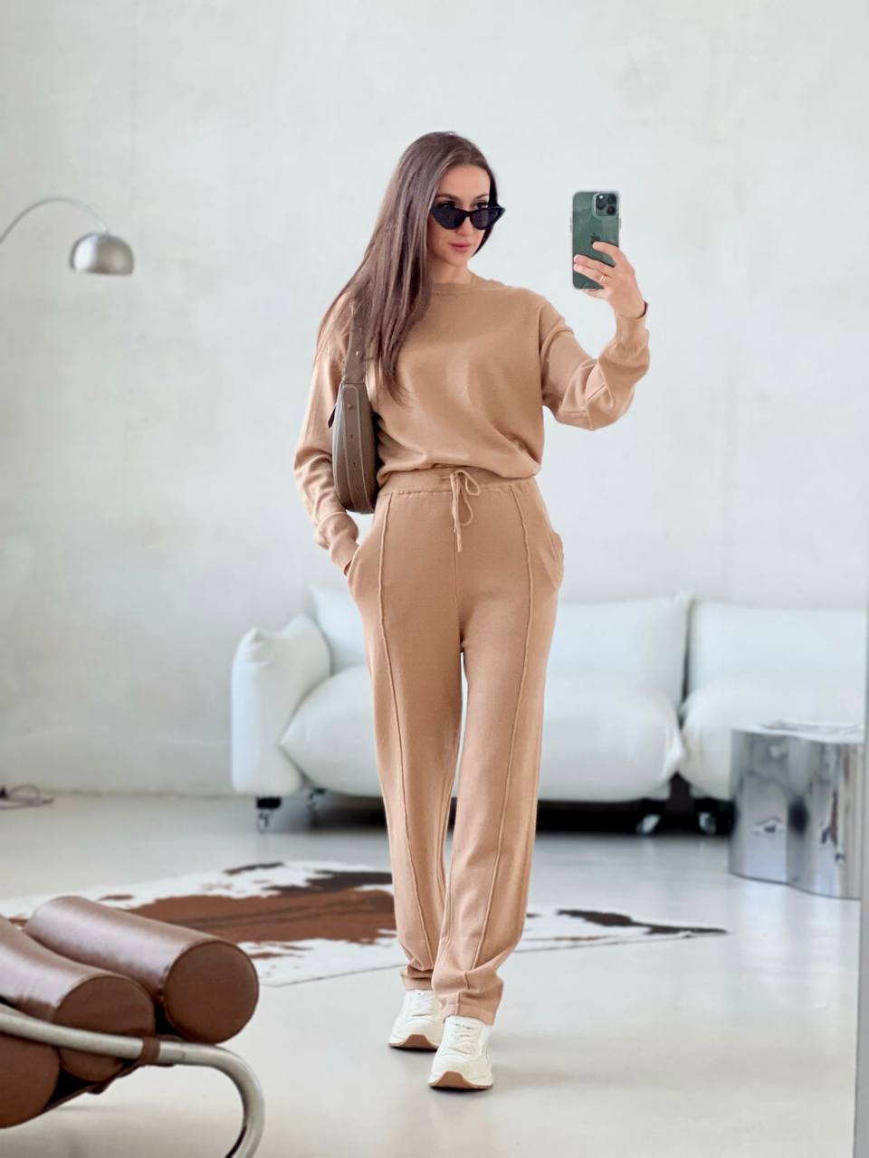 2025Autumn and Winter New ins Women's Loose Round Neck Sweater Set with Carrot Pants European and American Knitted Sets
