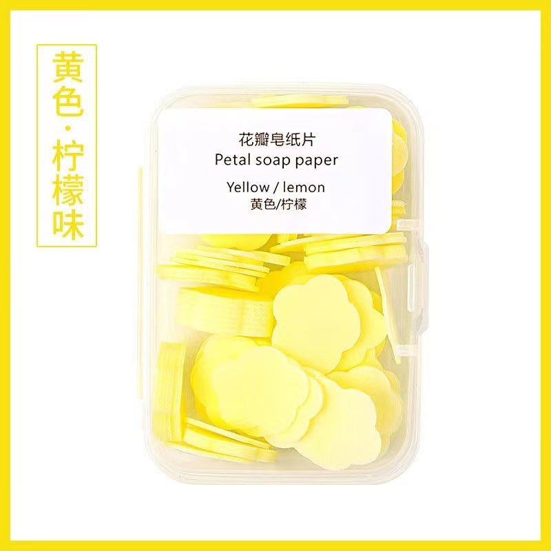 Portable Hand Washing Tablets Soap Paper for Students and Children, Disposable Travel Mini Petal Soap Tablets Boxed
