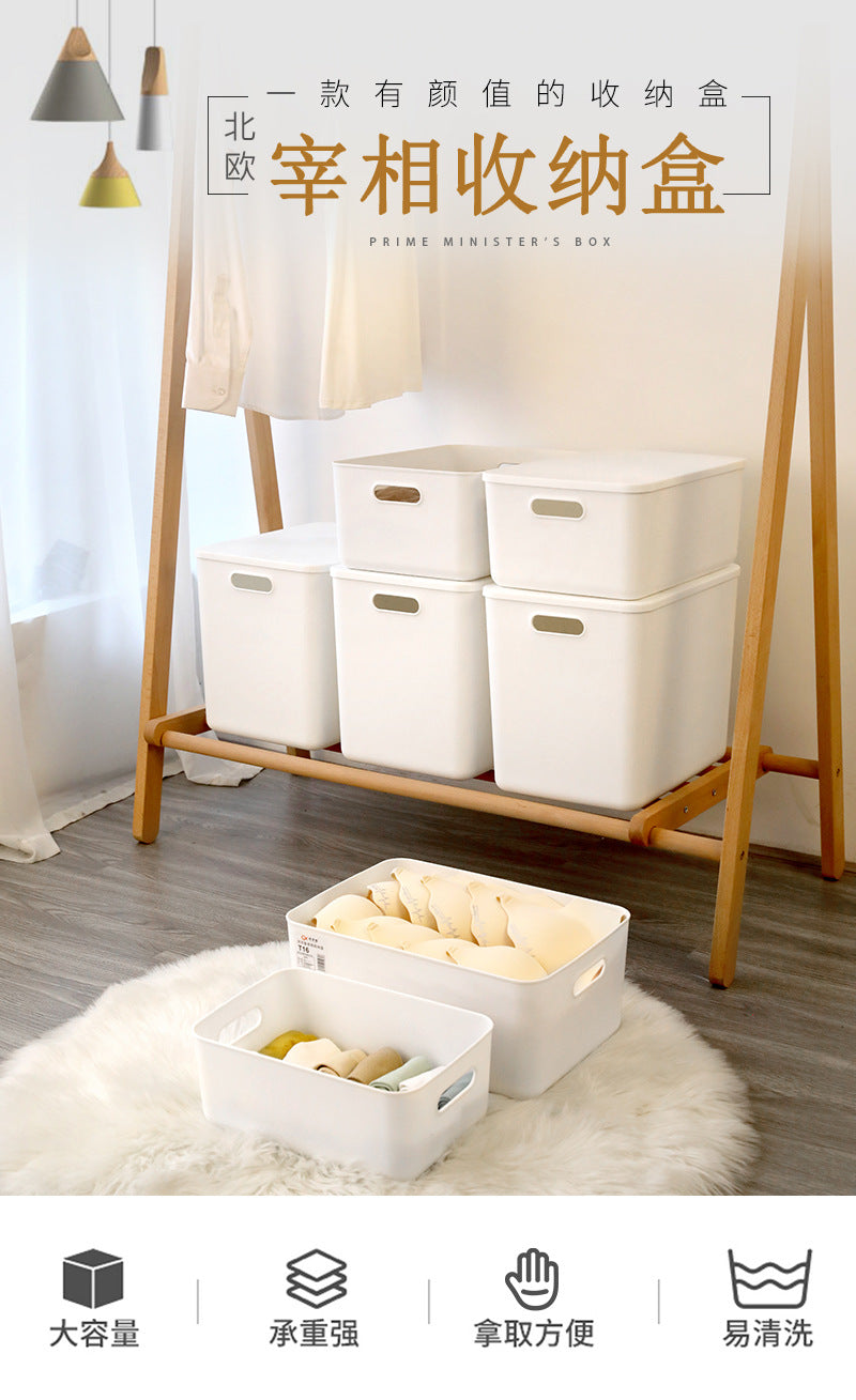 Storage Box Wholesale Storage Box Office Desktop Covered Dustproof Organizing Box Wardrobe Living Room Kitchen Storage Box