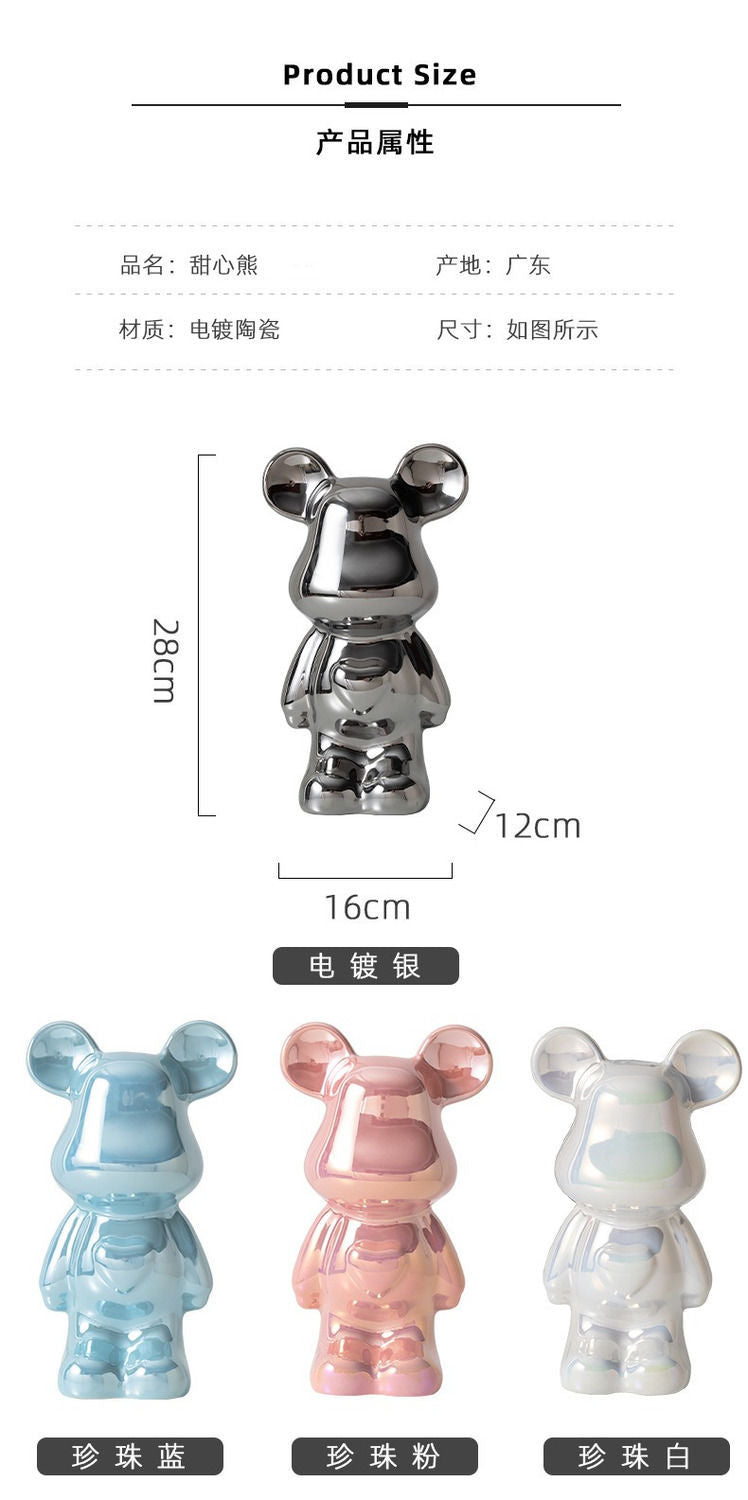 Chinese Style Violent Bear Ornament High-end Ceramic Living Room Entrance TV Cabinet Wine Cabinet Money Box Home Decoration Gift