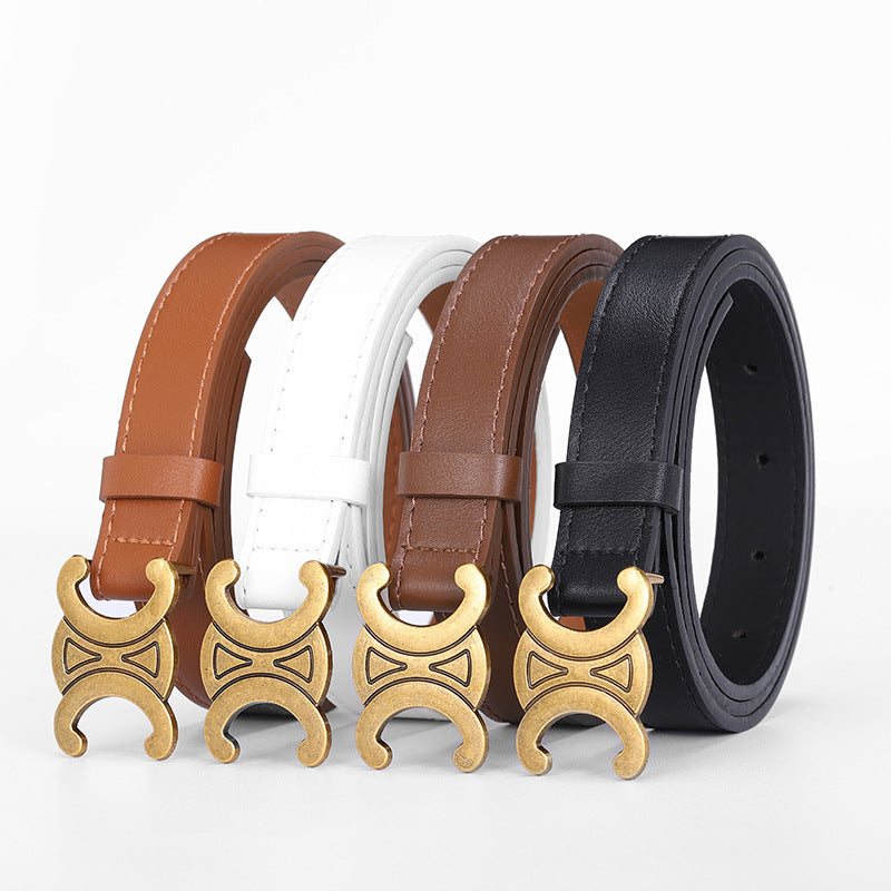 Women's English Letter Smooth Buckle Belt Versatile Jeans Decoration Fashion Trendy Internet Celebrity Fashion Waist Belt