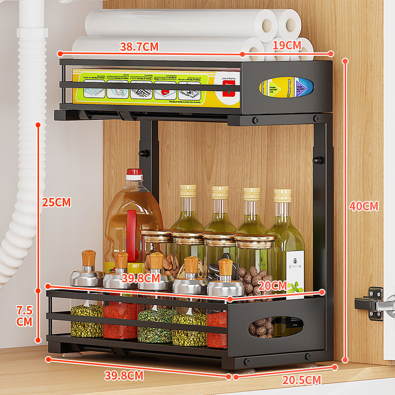 Cross-Border Kitchen Cabinet Storage Rack Under Sink Storage Organizer Pull-Out Drawer Basket Organizer Rack Detachable