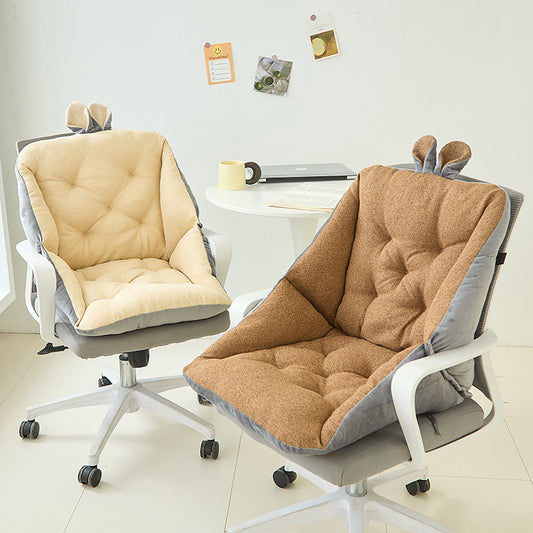 Thickened Seat Cushion and Back Cushion Integrated Ear Thick Cloth Cotton Linen Office Computer Chair Cushion Student Butt Cushion All Seasons