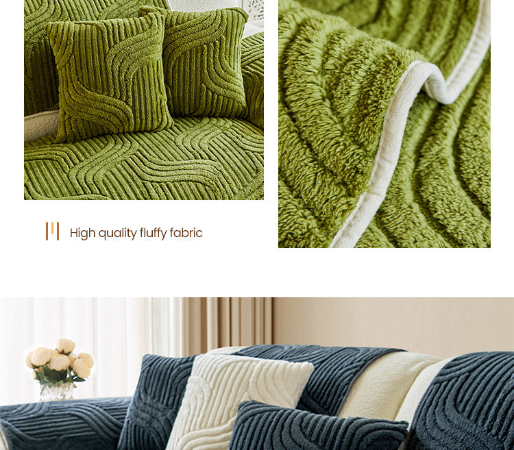cream-style autumn and winter plush sofa Non-Slip Sofa Cover