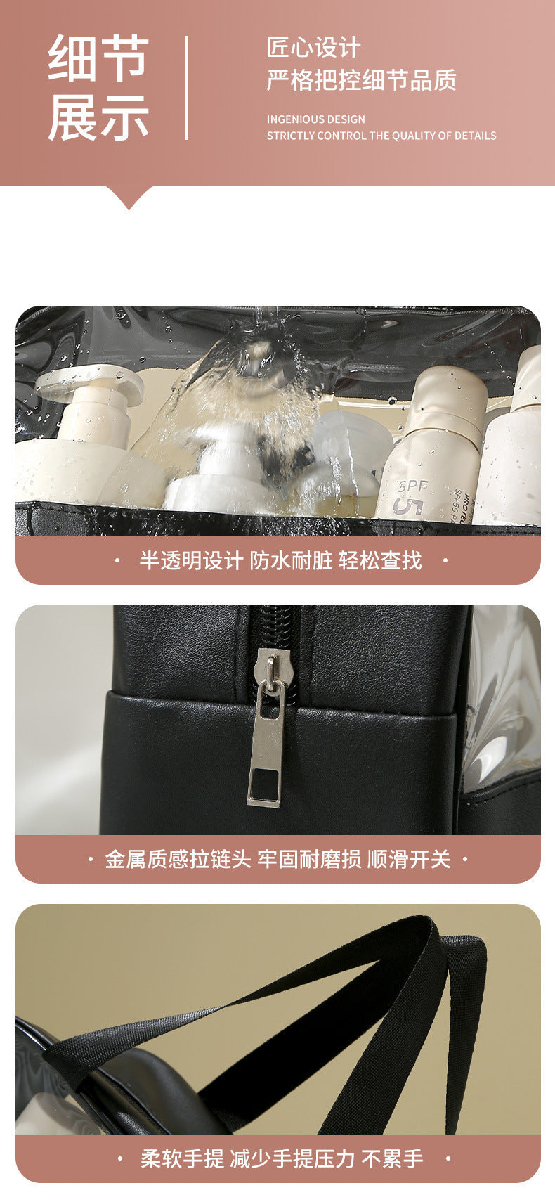 Transparent Cosmetic Bag New Large Capacity Waterproof Visual Portable Women's Travel Toiletry Bag Cosmetic Storage Bag